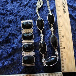 Black Stone Necklace and Bracelet